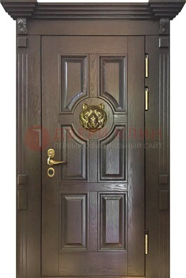 Коричневая металлическая дверь с массивом дуба ДМД-50 в Можайске