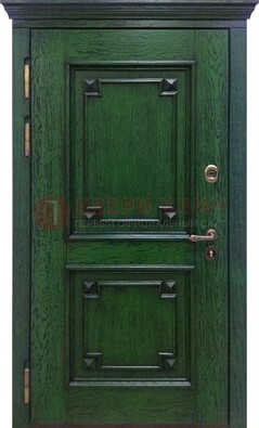Зеленая входная дверь с массивом дуба ДМД-51 в Можайске