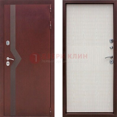 Бордовая металлическая дверь с порошковым напылением ДП-100 в Можайске