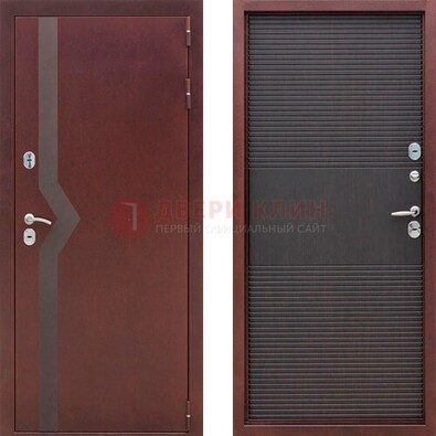Бордовая железная дверь с порошковым покрытием ДП-104 в Можайске