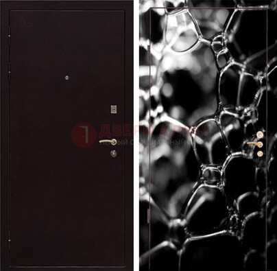 Черная стальная дверь с порошковым окрасом с фотопечатью ДП-158 в Можайске