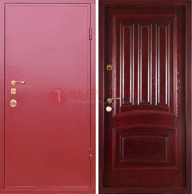 Красная металлическая дверь с порошковым напылением ДП-165 в Можайске