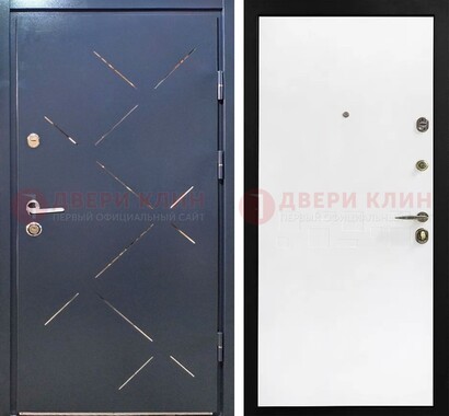 Синеватая дверь с порошковым напылением и зеркальными вставками ДП-208 в Можайске