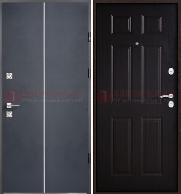 Железная дверь с порошковым покрытием и отделкой Темный орех внутри ДП-211 в Можайске