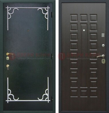 Темная входная дверь с порошковым покрытием и МДФ венге ДП-223 в Можайске