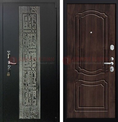 Темная входная дверь с порошковым покрытием и МДФ внутри ДП-224 в Можайске
