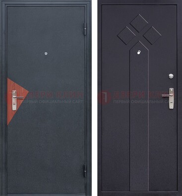 Черная входная дверь с порошковым напылением и узором внутри ДП-241 в Можайске