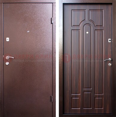 Коричневая стальная дверь с порошковой отделкой и МДФ внутри ДП-248 в Можайске