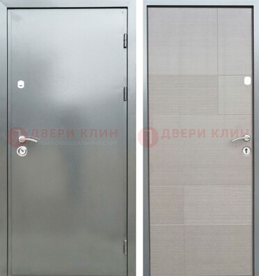 Металлическая серая дверь с порошковым покрытием и серым МДФ внутри ДП-250 в Можайске