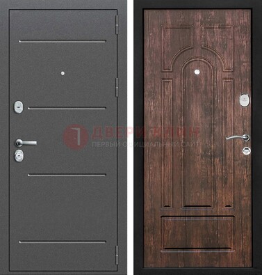 Железная дверь Антик серебро с порошковым напылением и МДФ Тисненый орех ДП-260 в Можайске