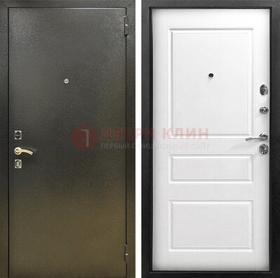 Входная дверь Темное серебро с порошковым напылением и белой МДФ ДП-272 в Можайске