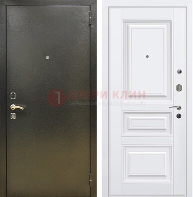 Железная темно-серая дверь с порошковым напылением и белой МДФ ДП-274 в Можайске
