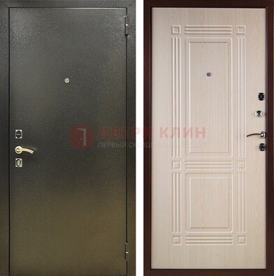 Стальная темно-серая дверь с порошковым напылением и МДФ Белый дуб ДП-277 в Можайске