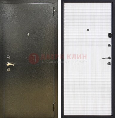 Стальная темно-серая дверь с порошковой отделкой и МДФ Белый ясень ДП-279 в Можайске