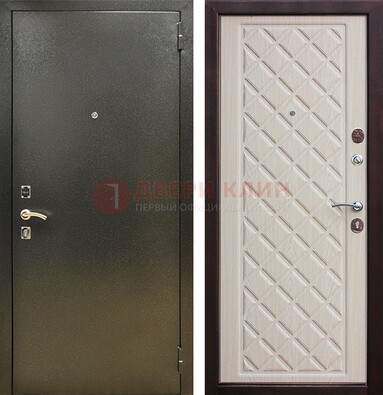 Темно-серая железная дверь с порошковым покрытием и филенчатой МДФ ДП-289 в Можайске