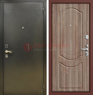 Темно-серая входная дверь с порошковым покрытием и коричневая МДФ ДП-290 в Можайске