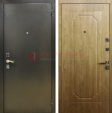 Темно-серая входная дверь с порошковым покрытием и МДФ Золотой дуб ДП-291 в Можайске