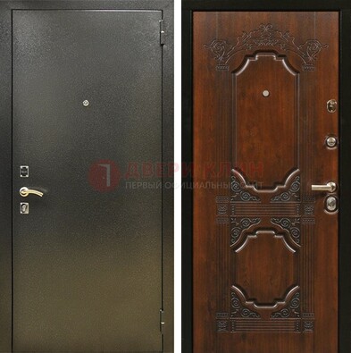 Входная дверь Темное серебро с порошковым покрытием и МДФ с узором ДП-293 в Можайске
