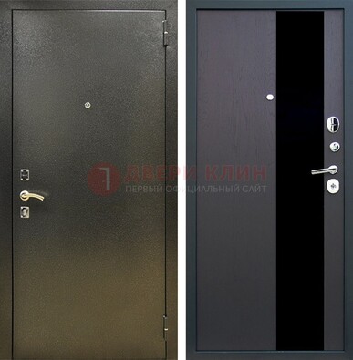 Входная темная дверь с порошковым покрытием и МДФ со стеклом ДП-294 в Можайске