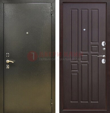 Входная темно-серая дверь с порошковым напылением и коричневой МДФ ДП-301 в Можайске