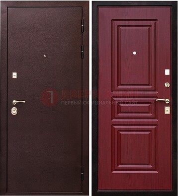 Бордовая входная дверь с порошковым окрасом ДП-36 в Можайске