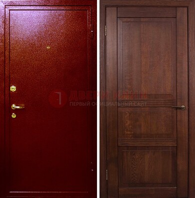 Красная железная дверь с порошковым окрасом ДП-58 в Можайске