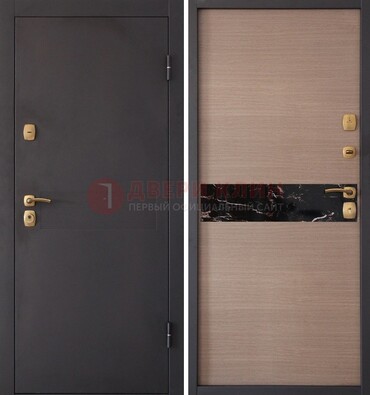 Коричневая металлическая дверь с порошковым окрасом ДП-82 в Можайске