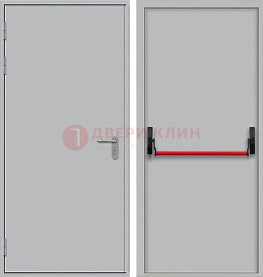 Белая металлическая противопожарная дверь с длинной ручкой ДПП-14 в Можайске