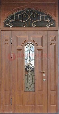 Одностворчатая парадная дверь Винорит со стеклом и ковкой ДПР-105 в Можайске