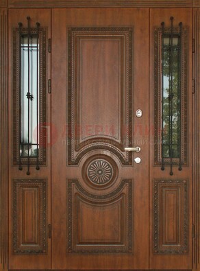 Парадная распашная стальная дверь Винорит со стеклом ДПР-106 в Пензе