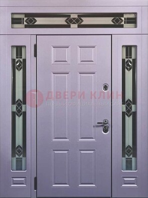 Филенчатая железная парадная дверь с фрамугами ДПР-82 в Можайске