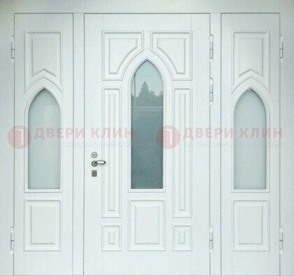 Филенчатая стальная парадная дверь со стеклом ДПР-91 в Можайске