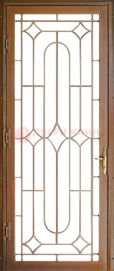 Коричневая железная решетчатая дверь с узором ДР-25 в Можайске