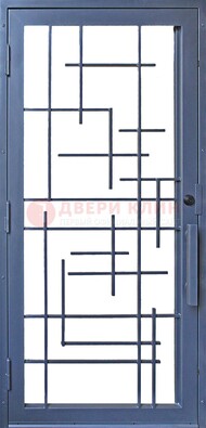 Современная железная решетчатая дверь синяя ДР-31 в Можайске