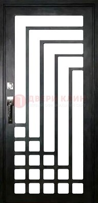 Черная стальная решетчатая дверь в современном стиле ДР-43 в Можайске