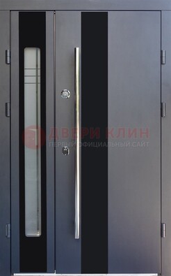 Серая стальная дверь со стеклом ДС-11 в Можайске