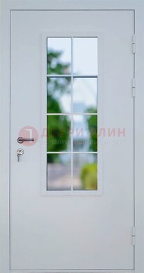Белая железная дверь порошок со стеклом ДС-31 в Можайске