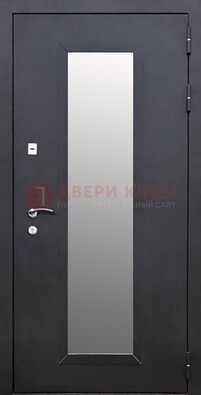 Черная стальная дверь порошок со стеклом ДС-33 в Можайске