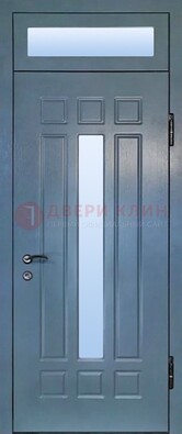 Серая металлическая дверь со стеклом ДС-70 в Можайске