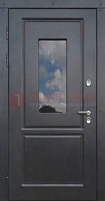 Чёрная металлическая дверь со стеклом ДС-77 в Можайске