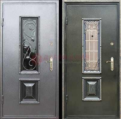 Звукоизоляционная металлическая дверь со стеклом и ковкой ДСК-12 в Уфе