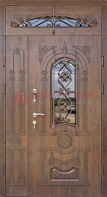 Распашная стальная дверь Винорит со стеклом и ковкой ДСК-232 в Дмитрове