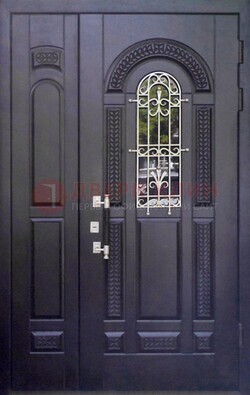 Входная дверь Винорит со стеклом и ковкой с узором ДСК-270 в Курске