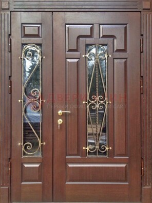 Стальная распашная дверь Винорит стекло и ковка ДСК-274 в Можайске
