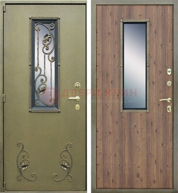Офисная железная дверь со стеклом и ковкой ДСК-44 в Можайске