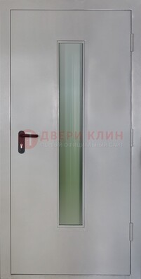 Белая металлическая противопожарная дверь со стеклянной вставкой ДТ-2 в Можайске