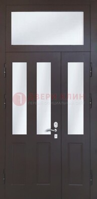 Черная тамбурная дверь со стеклянными вставками ДТМ-38 в Можайске