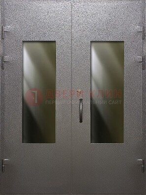 Серая тамбурная дверь со стеклянными вставками ДТМ-8 в Можайске