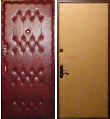 Бордовая металлическая дверь с винилискожей ДВ-1 в Можайске