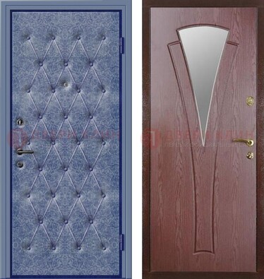 Синяя железная дверь с винилискожей ДВ-39 в Пскове